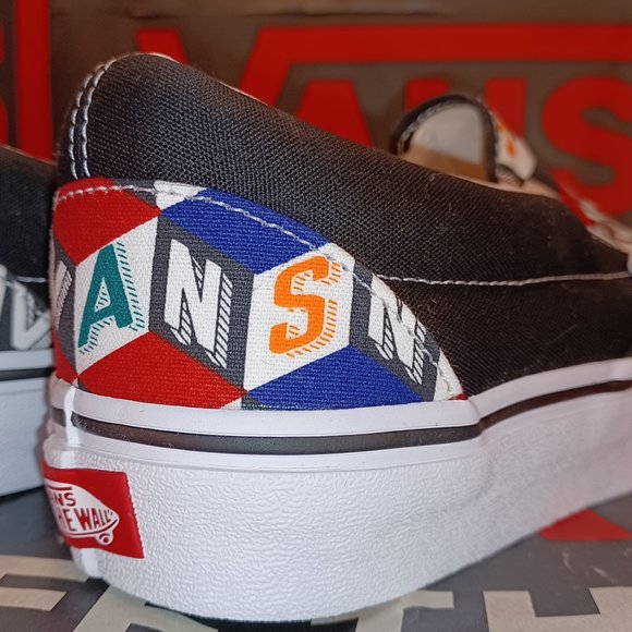 Vans Men's 9.5 Classic Slip On Checker Cube Multi True White VN0A33TB42X - Picture 3 of 14